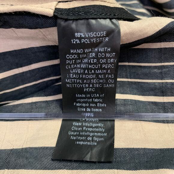 MARIA CORNEJO Size XS Black Beige Viscose Blend Stripe Tunic Long Dress - Picture 7 of 7